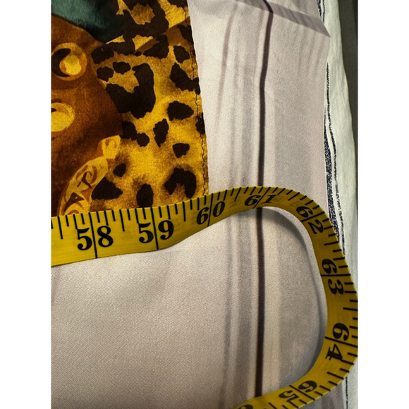 One Size Silk Scarf Leopard Print Brown Red Teal - Picture 4 of 4